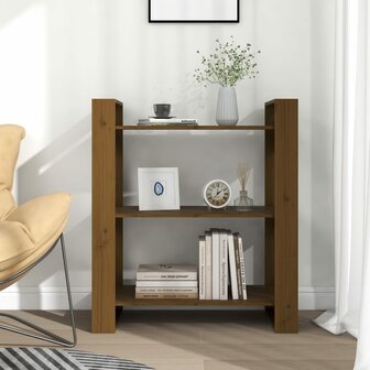 Boekenkast/kamerscherm 80x35x91 cm massief hout honingbruin 8720286905401 3