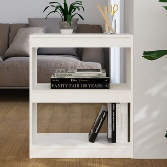 Boekenkast/kamerscherm 60x30x71,5 cm massief grenenhout wit 8720286608593 1