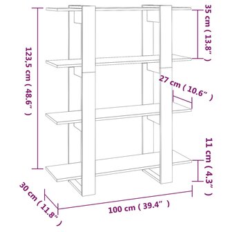 Boekenkast/kamerscherm 100x30x123,5 betongrijs 8720286842591 7