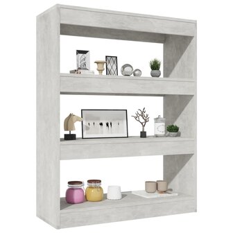 Boekenkast/kamerscherm 80x30x103 cm bewerkt hout betongrijs 8720286843499 5