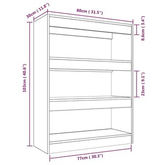 Boekenkast/kamerscherm 80x30x103 cm bewerkt hout betongrijs 8720286843499 7