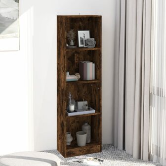 Boekenkast 4-laags 40x24x143 cm bewerkt hout gerookt eikenkleur 8720845693305 1