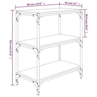 Boekenkast 60x33x70,5 cm bewerkt hout en staal bruineikenkleur 8720287197089 9