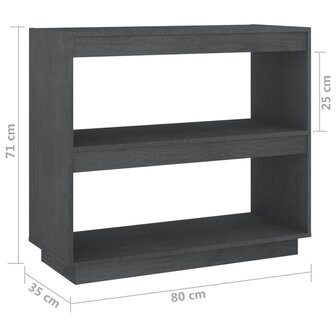 Boekenkast 80x35x71 cm massief grenenhout grijs 8720286816127 8