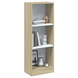 Boekenkast met 3 schappen 40x24x109 cm bewerkt hout wit eiken 8719883787374 1