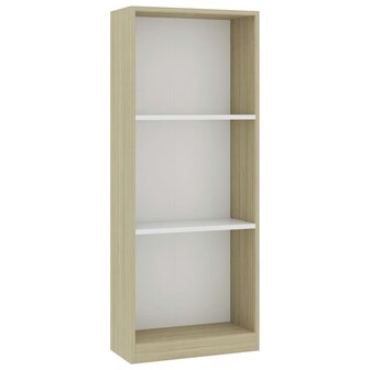 Boekenkast met 3 schappen 40x24x109 cm bewerkt hout wit eiken 8719883787374 2