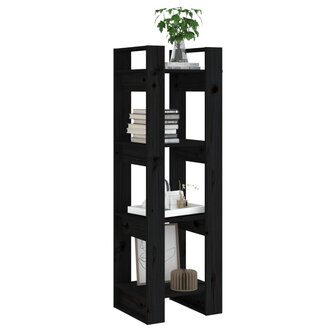 Boekenkast/kamerscherm 41x35x125 cm massief grenenhout zwart 8720286905067 5