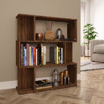 Boekenkast / kamerscherm 80x24x96 cm bewerkt hout bruineiken 8720286975077 3