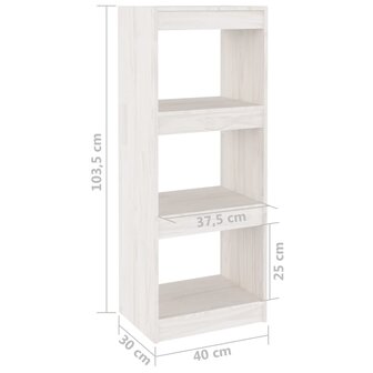 Boekenkast/kamerscherm 40x30x103,5 cm massief grenenhout wit 8720286608395 8