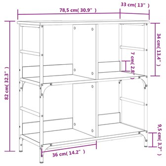 Boekenkast 78,5x33x82 cm bewerkt hout zwart 8721012124059 9