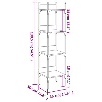 Boekenkast 4-laags 35x30x138,5 cm bewerkt hout gerookt eiken 8721012339019 10