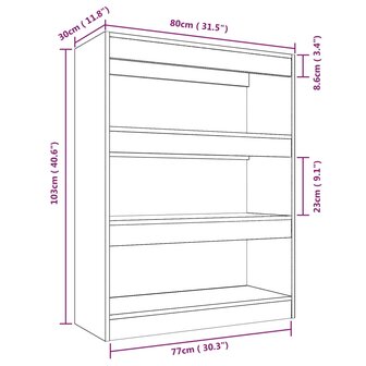 Boekenkast/kamerscherm 80x30x103 cm bewerkt hout sonoma eiken 8720286844489 7