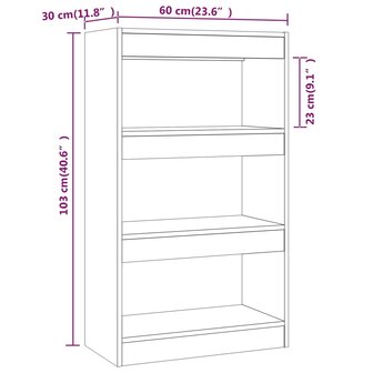 Boekenkast/kamerscherm 60x30x103 cm spaanplaat sonoma eiken 8720286843239 7