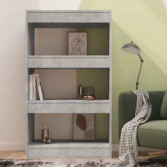 Boekenkast/kamerscherm 60x30x103 cm spaanplaat betongrijs 8720286843246 3