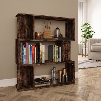 Boekenkast / kamerscherm 80x24x96 cm bewerkt hout gerookt eiken 8720286975053 3