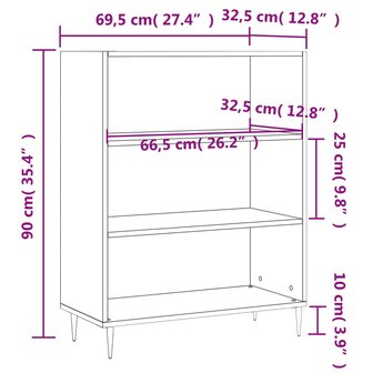 Boekenkast 69,5x32,5x90 cm bewerkt hout betongrijs 8720845866358 9