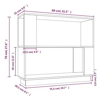 Boekenkast/kamerscherm 80x25x70 cm massief grenenhout zwart 8720286905968 8