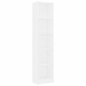 Boekenkast met 5 schappen 40x24x175 cm bewerkt hout wit 8719883787503 2