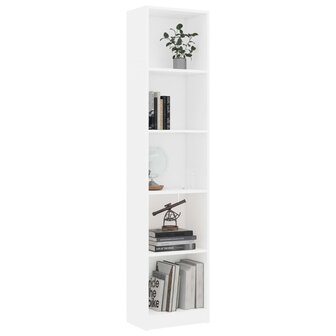 Boekenkast met 5 schappen 40x24x175 cm bewerkt hout wit 8719883787503 3