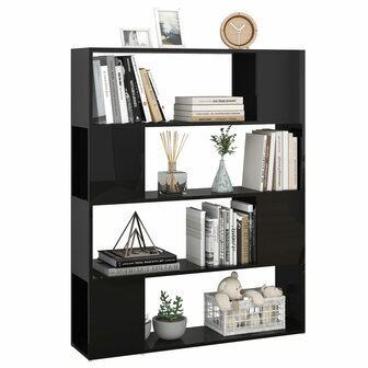 Boekenkast/kamerscherm 100x24x124 cm hoogglans zwart 8720286651513 4