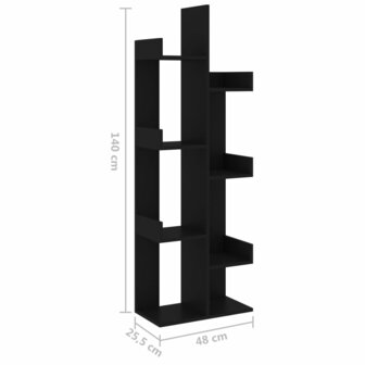 Boekenkast 48x25,5x140 cm bewerkt hout zwart 8720286645901 7