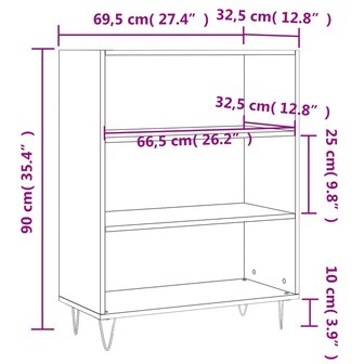 Boekenkast 69,5x32,5x90 cm bewerkt hout grijs sonoma eikenkleur 8720845866457 9