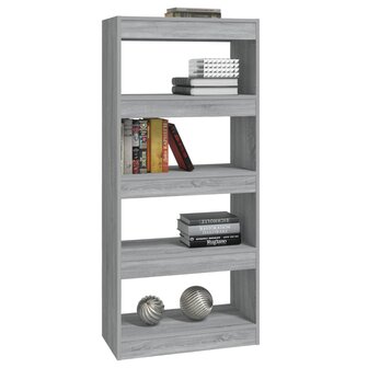 Boekenkast/kamerscherm 60x30x135 cm bewerkt hout grijs sonoma 8720286844373 3