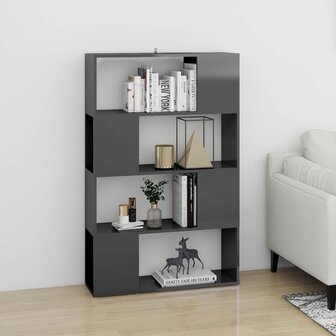 Boekenkast/kamerscherm 80x24x124,5 cm hoogglans grijs 8720286650981 3