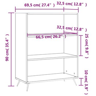 Boekenkast 69,5x32,5x90 cm bewerkt hout sonoma eikenkleurig 8720845866181 9