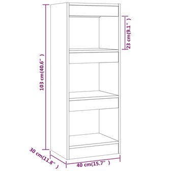 Boekenkast/kamerscherm 40x30x103 cm spaanplaat betongrijs 8720286842997 7