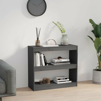 Boekenkast/kamerscherm 80x30x71,5 cm massief grenenhout grijs 8720286608852 3