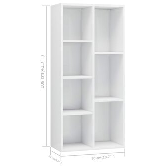 Boekenkast 50x25x106 cm bewerkt hout hoogglans wit 8719883869711 6