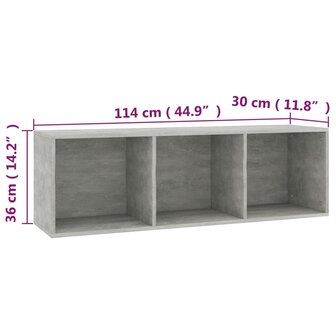 Boekenkast/tv-meubel 36x30x114 cm bewerkt hout betongrijs 8719883673004 12