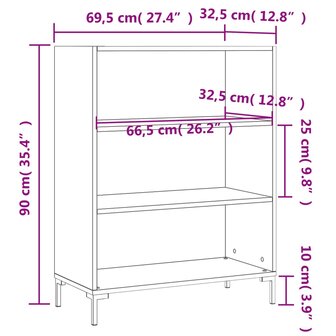 Boekenkast 69,5x32,5x90 cm bewerkt hout gerookt eikenkleurig 8720845866525 9