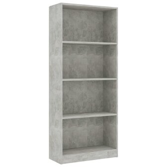 Boekenkast met 4 schappen 60x24x142 cm bewerkt hout betongrijs 8719883869247 2