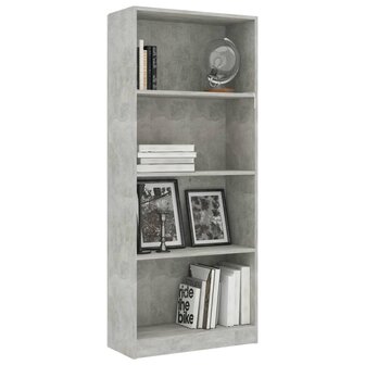 Boekenkast met 4 schappen 60x24x142 cm bewerkt hout betongrijs 8719883869247 3