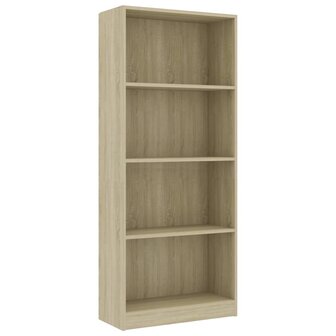 Boekenkast met 4 schappen 60x24x142 cm bewerkt hout sonoma eik 8719883869230 2