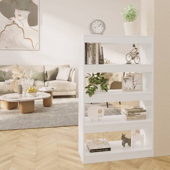 Boekenkast/kamerscherm 80x30x135 cm spaanplaat hoogglans wit 8720286843550 1