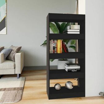 Boekenkast/kamerscherm 60x30x135 cm bewerkt hout zwart 8720286843277 1