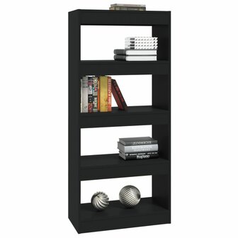 Boekenkast/kamerscherm 60x30x135 cm bewerkt hout zwart 8720286843277 4