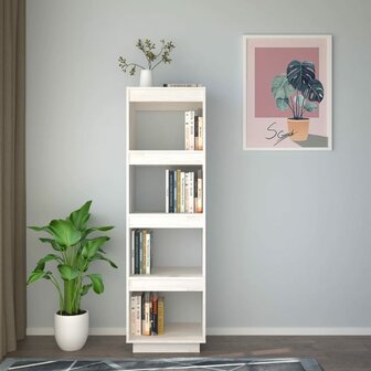 Boekenkast/kamerscherm 40x35x135 cm massief grenenhout wit 8720286815816 3