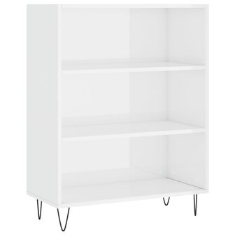 Boekenkast 69,5x32,5x90 cm bewerkt hout hoogglans wit 8720845866419 2