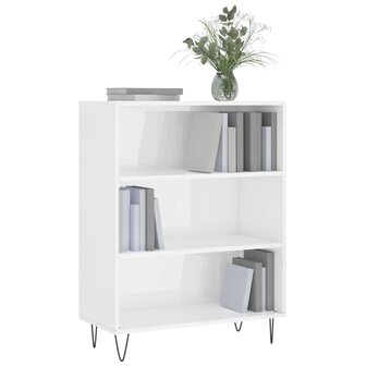 Boekenkast 69,5x32,5x90 cm bewerkt hout hoogglans wit 8720845866419 3