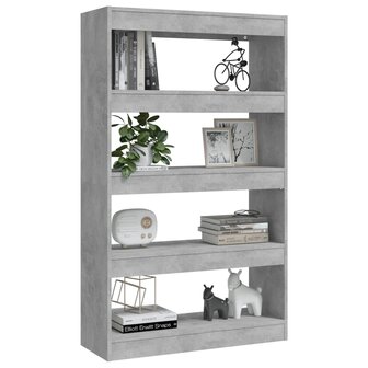 Boekenkast/kamerscherm 80x30x135 cm spaanplaat betongrijs 8720286843543 4