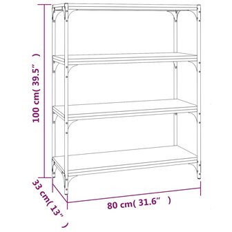 Boekenkast 80x33x100 cm bewerkt hout en staal zwart 8720287197249 9