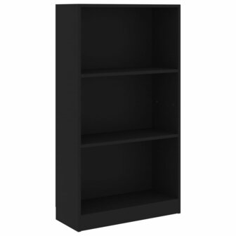 Boekenkast met 3 schappen 60x24x109 cm bewerkt hout zwart 8719883787695 2