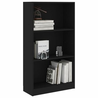 Boekenkast met 3 schappen 60x24x109 cm bewerkt hout zwart 8719883787695 3