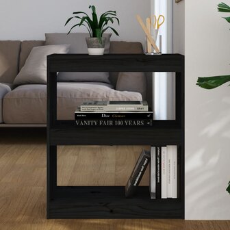 Boekenkast/kamerscherm 60x30x71,5 cm massief grenenhout zwart 8720286608623 1