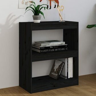 Boekenkast/kamerscherm 60x30x71,5 cm massief grenenhout zwart 8720286608623 3