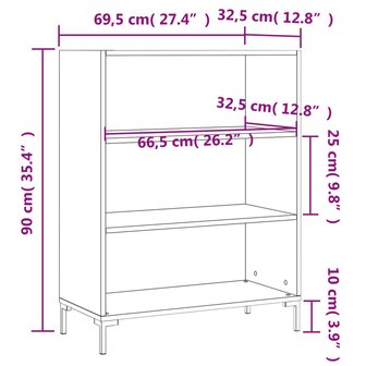 Boekenkast 69,5x32,5x90 cm bewerkt hout grijs sonoma eikenkleur 8720845866532 9